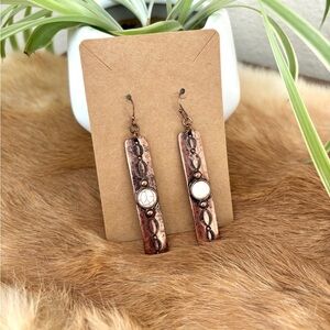 Artisan Copper and White Drop Earrings